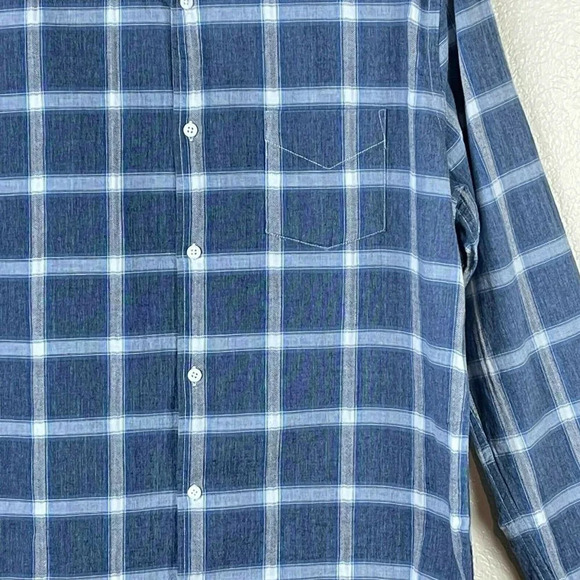 Lucky Brand Button Up Shirt Men's Sz L Classic Fit Worn Washed Long Sleeve Blue - Picture 6 of 9